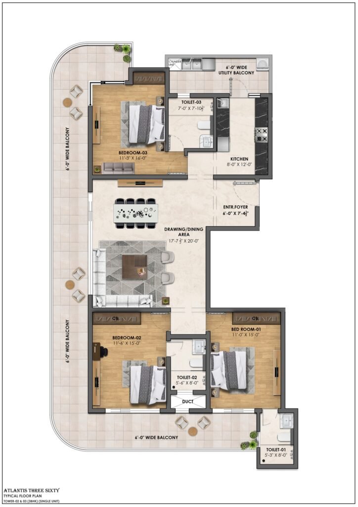 ATLANTIS 360 3 BHK FLOOR