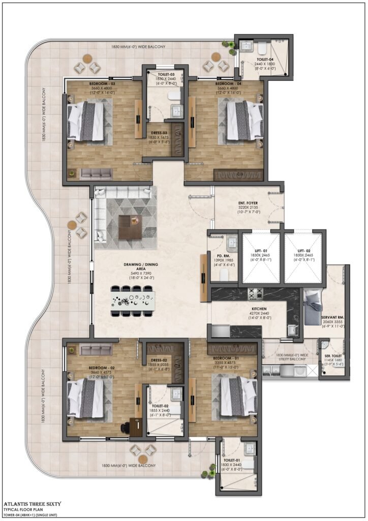 ATLANTIS 360 4+S BHK FLOOR
